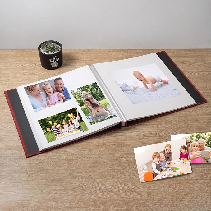 Large Photo Album Self Adhesive Scrapbook Album for 4×6 5×7 8×10 Pictures DIY Magnetic Linen Cover Album 60 Pages for Family Wedding Gifts with Metal Pen and Plastic Board - Image 2
