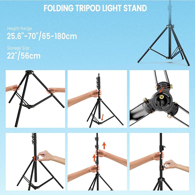 22" Ring Light with Stand: Touch Screen LED Display & 75" Tall Tripod, | 3 Color modes 6500K / 2 USB Ports Foldable LED Big Ring Light Tripod for Live Stream,YouTube,TikTok Video Shooting - Image 4