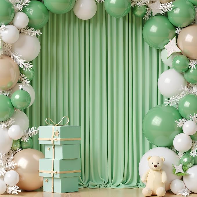 Sage Green Backdrop Curtain for Parties Backdrop Drapes 10x8FT | Wrinkle Free Polyester Curtain Backdrop Draping Fabric for Backdrop Photoshoot Birthday Party Background,2 Panel 5x8FT - Image 4