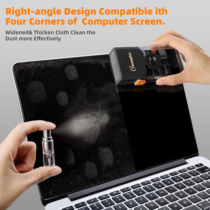 Keyboard Cleaning Kit, All-in-One Laptop & Computer Screen Cleaner, Black | Multi-function Electronic Cleaner, Soft Bristle Brush, Computer Screen-safe Spray, Compact, for MacBook, iPad, iPhone, earbud - Image 3