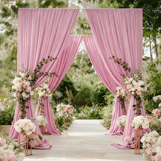 10x7FT Pink Backdrop Curtains for Parties, 5x7FT 2 Panels | Wrinkle Resistant Fabric Drapes for Photography Birthday Wedding Background Decorations Easy Hang Multipurpose Use - Image 4