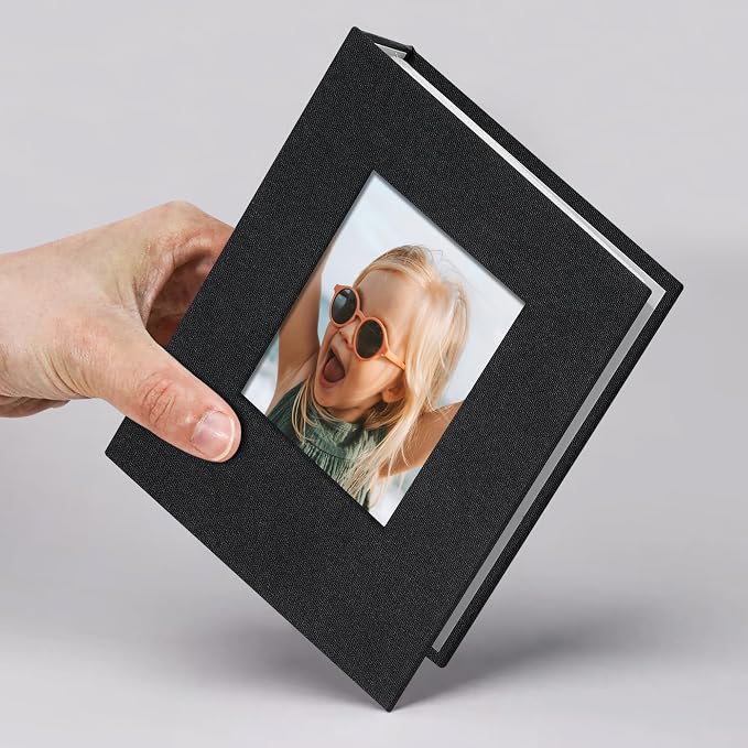 Vienrose Small Photo Album 4x6 Slip-in Picture Album 50 Pages Holds 100 Photos, Portable Photo Book 4x6 for Wedding Family Baby Travel Black | Portable Design Photo Book, Memory Book, Wedding Family Baby Travel, Easy To Carry by Vienrose