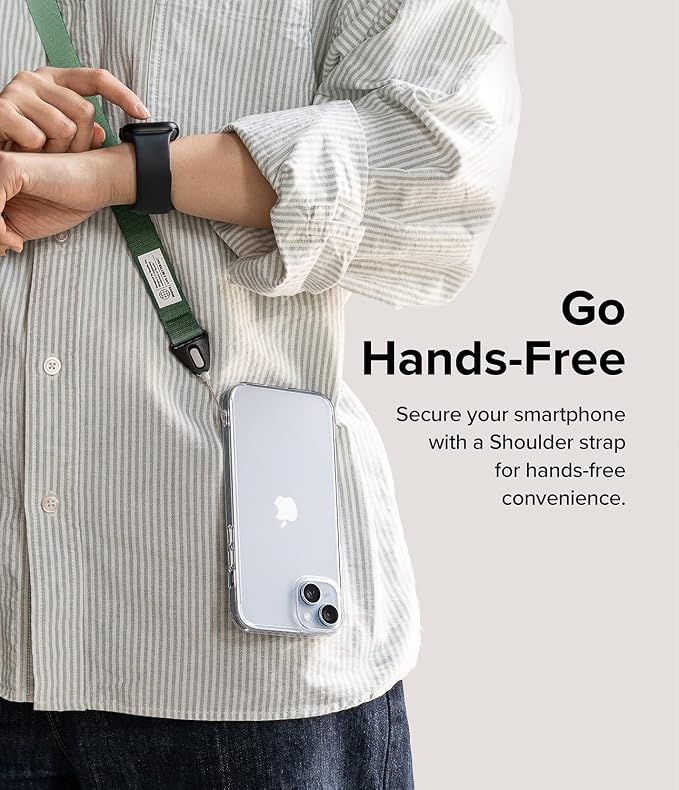Ringke Phone Lanyard for iPhone 17 Pro Max and Most Smartphones [One-Touch Buckle] Shoulder Strap Adjustable Sturdy Universal Phone Crossbody Neck Lanyard for Travel Essentials - Forest - Image 3