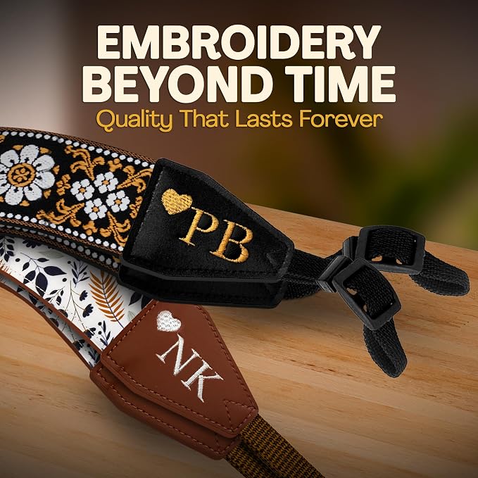 Art Tribute Camera Strap Personalized With Name - Shoulder, Crossbody & Neck Camera Strap for Photographers, Fits All Cameras, Canon Nikon Sony Fujifilm, Padded Strap W/Quick Release & Leather Ends - Image 5