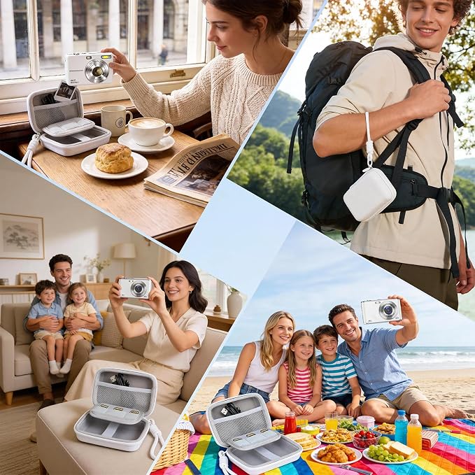 Digital Camera Case Compatible with CAMKORY Digital Point and Shoot/for KODAK PIXPRO FZ45/55 16MP Vlogging/for VAHOIALD FHD 1080P/for IWEUKJLO/for Nsoela, Holder for SD Card More (White) - Image 7