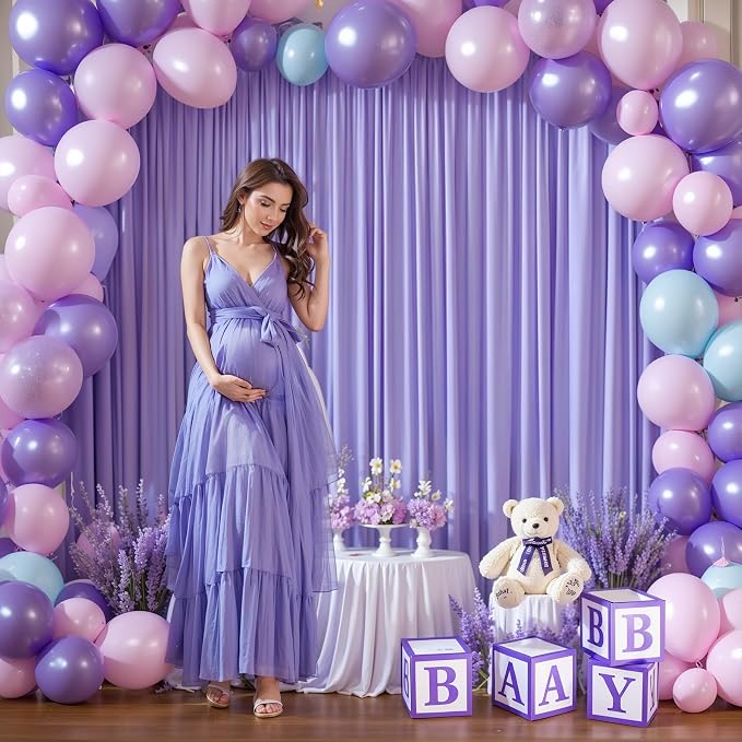 Lavender Backdrop Curtains - 6 Panel Wrinkle-Free Polyester Photography Drapes for Baby Shower & Birthday Party - 24 X 10FT - Image 4
