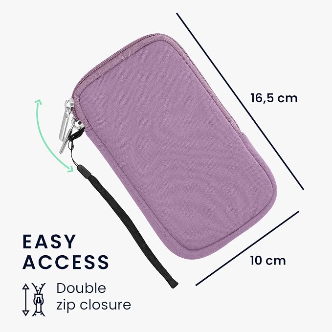 kwmobile Universal Phone Pouch Size M - 5.5" - Neoprene Smartphone Pouch with Zip - Water-Repellent Mobile Phone Case - Sleeve in Lavender - Image 6