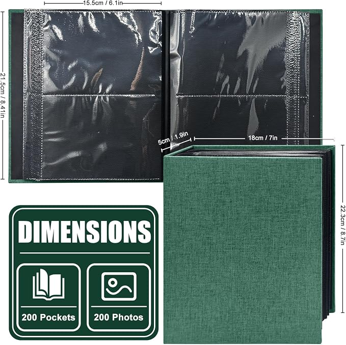 Photo Album 4x6 200 Pockets for Wedding Gifts,Linen Hardcover Picture Albums for Family Anniversary Baby Vacation Pictures - Image 2