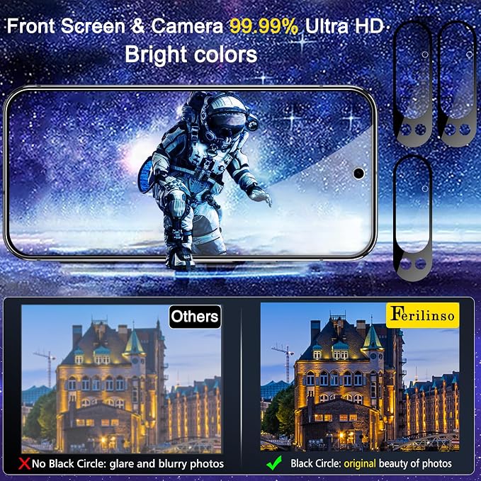 Ferilinso Screen Protector for Google Pixel 9 Pro XL, Tempered Glass Back | 3 Pack, 9H+ Hardness, Military-Grade Shatterproof, Case Friendly, Easy Installation Bubble Free, with Camera Lens Protectors - Image 7