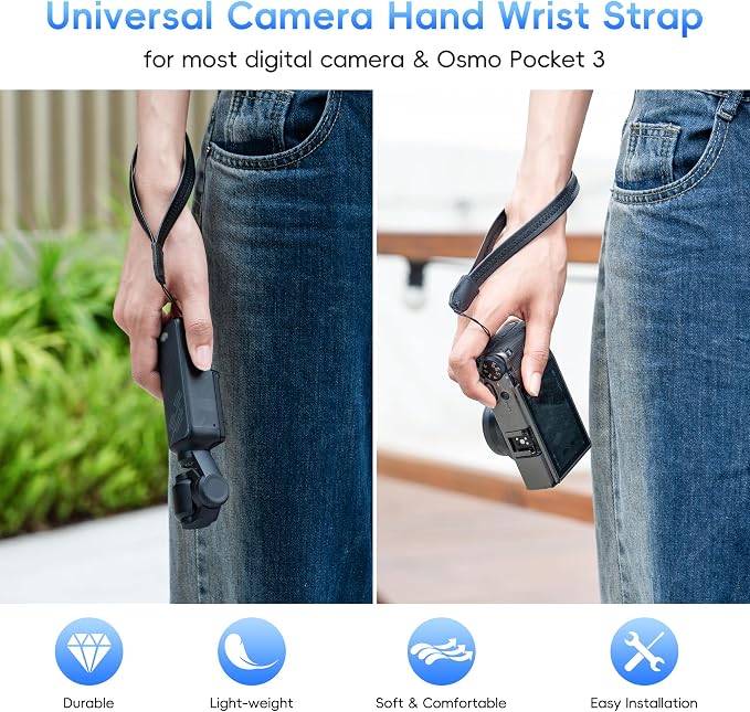 2PCS PU Leather Short Camera Hand Strap for Kodak PIXPRO FZ55 FZ45 & More | Durable,Lightweight,Camera Wrist Strap Lanyard String for PIXPRO C1 WPZ2 PowerShot V10 G7X G5X ZV-1II RX100VII GRIV DMC-LX10 - Image 2