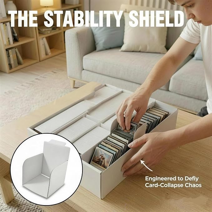 Card Storage Bbox, 4 Row Card Box for Standard Card with Card Stoppers 4Pcs | 4 Row Cardboard Storage Box for Standard Card Laminated Cardboard Surface Card Stopper - Image 3