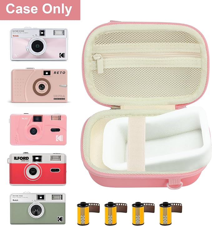 Leayjeen Hard EVA Case for KODAK EKTAR H35 H35N Film Camera - Pink | Compatible with KODAK Ultra F9/M35/M38/RETO/Paper Shoot 35mm Camera, EVA Hard Shell, Fits Film Rolls (Case Only) - Image 2