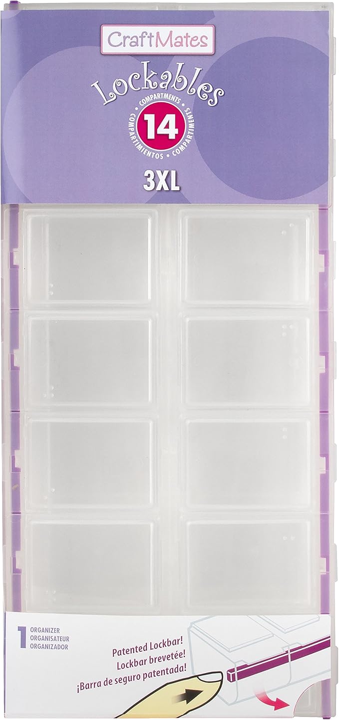 Craft Mates Craft & Sewing Supplies Organizer, 14 Locking Compartments, 3XL | Clear Plastic Storage for Buttons, Pins, Jewelry, Diamond Art & Craft Supplies, Large Portable Organizer for Crafters - Image 3