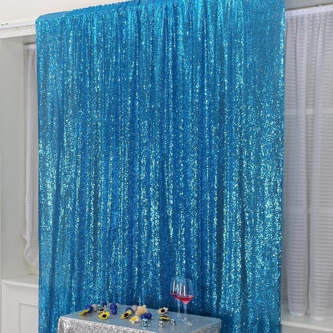 Poise3EHome 8FT x 10FT Sequin Photography Backdrop Curtain for Party Decoration, Turquoise - Image 3