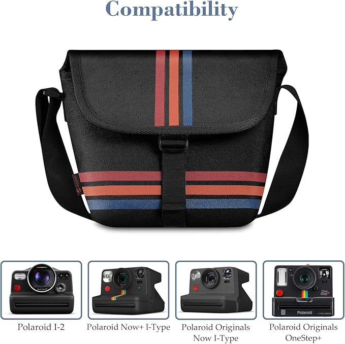 FINTIE Crossbody Camera Bag for Polaroid Now+ Generation 3/2/1 I-Type | Polaroid Originals OneStep+/Onestep 2 VF Canvas Protective Camera Case with Adjustable Strap and Inner Pocket - Image 2