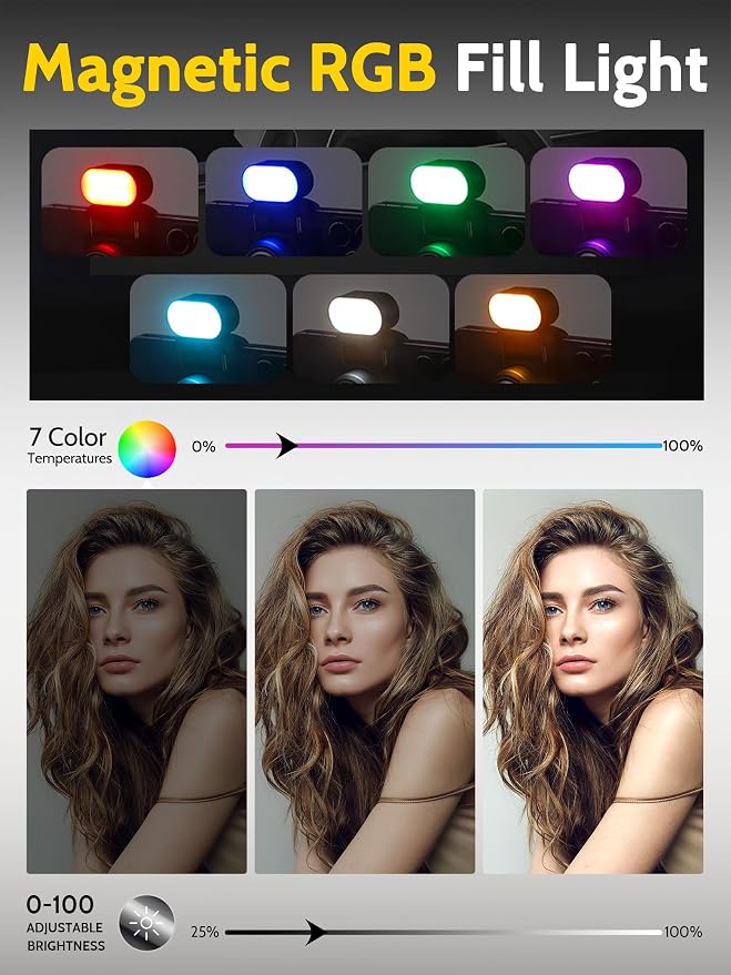 AOCHUAN Auto Face Tracking Tripod 360 Rotation w/Remote Control,Single-axis Phone Gimbal for iPhone Android w/RGB Light,Phone Tripod Follow You for Video Recording,TikTok Vlogging(M2Pro White) - Image 5