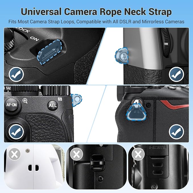 JJC 100cm Braided Rope Neck Shoulder Strap for Canon T7 T6 R100 R50, Black | Soft Camera Strap for Canon EOS R10 R6 R5 Nikon Z30 Z7II Zfc Fujifilm XM5 XS20 X100V Sony A7R A7S A7 V & More DSLR Mirrorless - Image 2