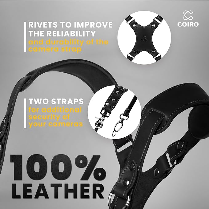 Dual Camera Harness Leather Camera Strap DSLR/SLR, All-Day Comfort - Image 4
