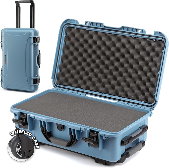 NANUK 935 Camera Hard Case with Cubed Foam, Waterproof Wheeled Carry-On | 22” x 14” x 9”, Protects Photography Equipment, Electronics, Drones & Tools, Customizable Cubed Foam, Lockable, Cyan by NANUK
