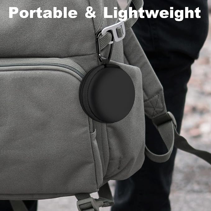Round Earbud Case Portable EVA Carrying Case Storage Bag Cell Phone Accessories Organizer with Carabiner for Earphone, Earbud, Earpieces, SD Memory Card, Camera Chips,Black - Image 7