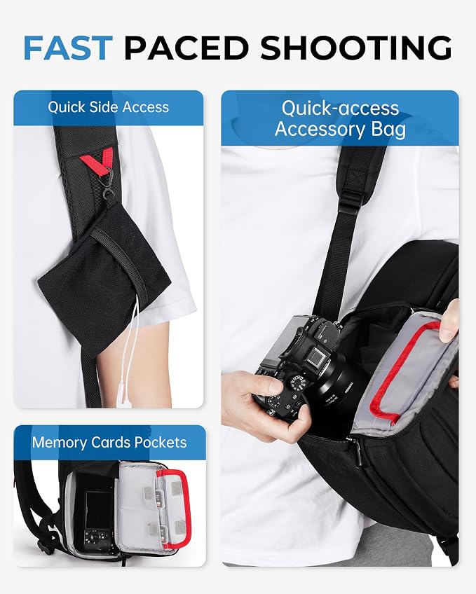 BAGSMART Camera Bag for DSLR, Waterproof Camera Backpacks for Photographers, Camera Case with Laptop Compartment-14 Black - Image 3