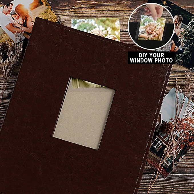 Ywlake Photo Album 4x6 400 Pockets, Leather Photo Albums Holds 400 Vertical Pictures Only Brown - Image 3