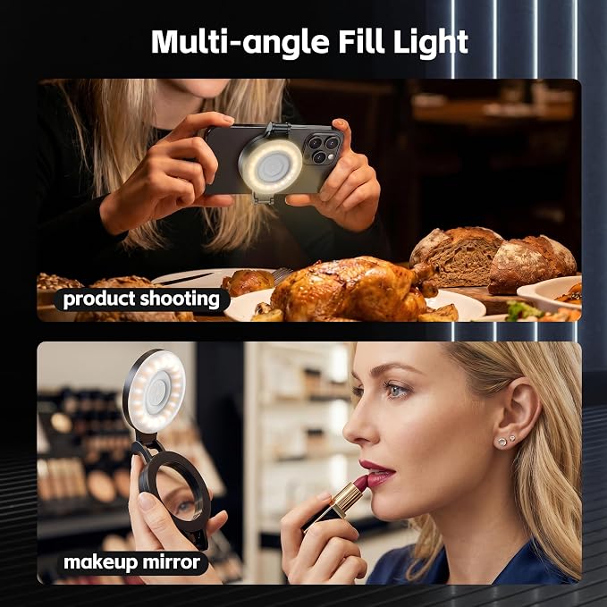 Magnetic Selfie Light for Phone,Phone Ring Light Selfies | Tri-Fold, As Lamp, 360° Foldable LED Selfie Light Compatible with iPhone Magsafe,Photography/TikTok/Zoom Calls/Video - Image 5