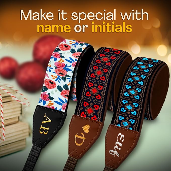 Art Tribute Custom Camera Strap White Flowers - Add Your Text and We Make It Especially For You Get Your Own Personalized Gift Camera Strap, No Shipping Cost! - Image 3