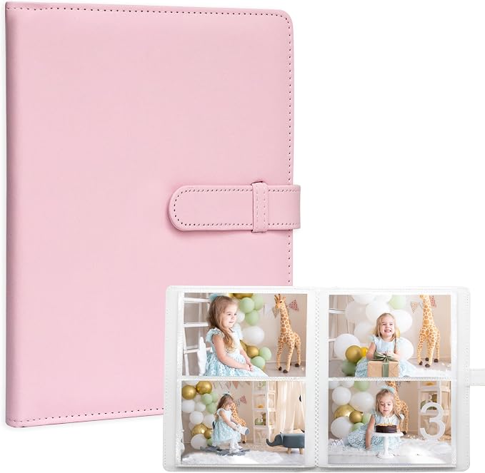 Photo Albums 4x6 Pictures – 152 Pockets Vegan Leather Cover Memory Album Book, Suitable for Family Wedding Boys Girls and Babies Storage (Pink) by Tugle