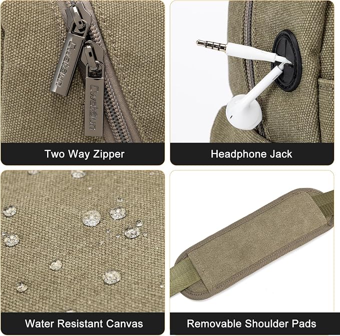 Cwatcun Sling Camera Bag Canvas, Compact Crossbody Case with Rain Cover | Fits 1DSLR+1lens +7.9"iPad +6.1"phone. Travel Photography Bag for Canon, Nikon, Sony, Fuji DSLR/SLR/Mirrorless Cameras, Lens - Image 9