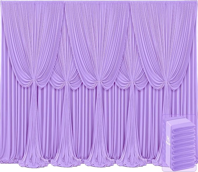8 Panels Lavender Backdrop Curtains for Wedding Party Wrinkle Free Backdrops Curtain Drapes Fabric Decorations Photo Back Drop Cloth for Baby Shower Photography Stage Reception 40ft(W) x 12ft(H) by Tao-GePartyDecorations