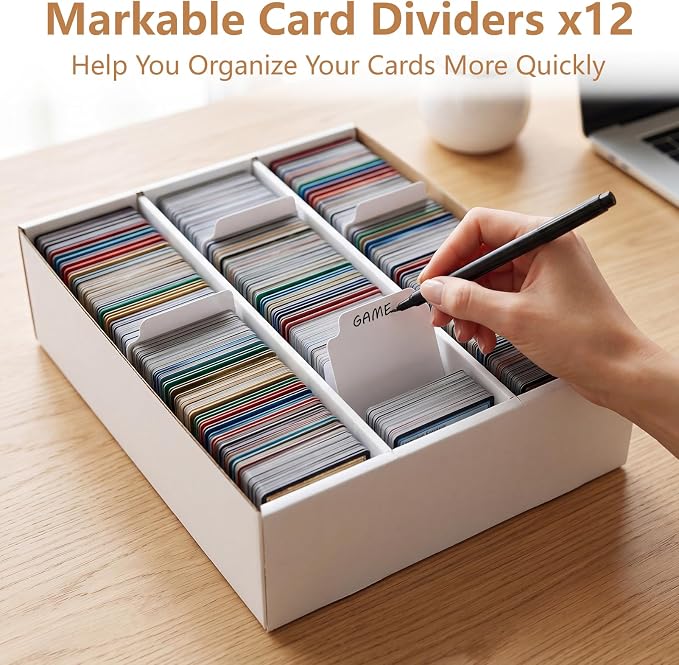 RLAVBL 1 Pack Trading Card Storage Box, Cardboard Card Boxes 2700 Count | 12 Dividers, for Sports, MTG, TCG, Toploader, 3 Row - Image 3