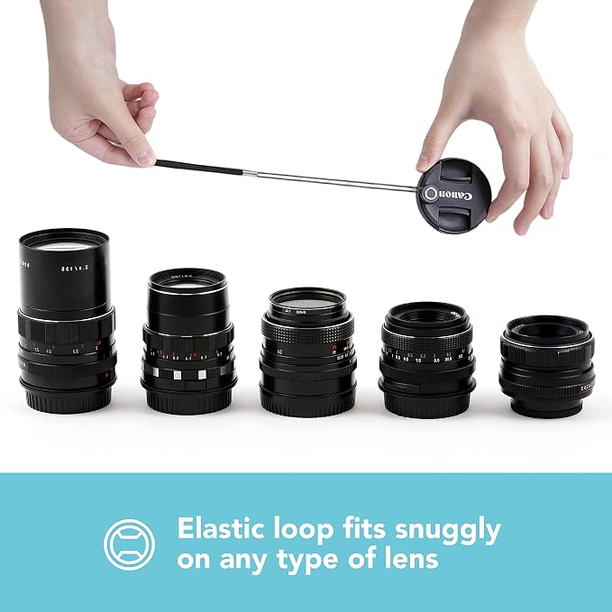 Foto&Tech Camera Lens Cap Leash with Elastic String, Compatible with Universal DSLR SLR Evil Mirrorless Cameras Video (1 Piece) - Image 5