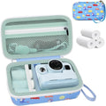 Kids Instant Print Camera Case & 3 Rolls for DYLANTO for ESOXOFFORE | Portable Digital Camera Case for ETIKEZ for YTETCN for DUDUDRAGON with Pocket for Accessories (Box Only)-Blue Car by Grapsa