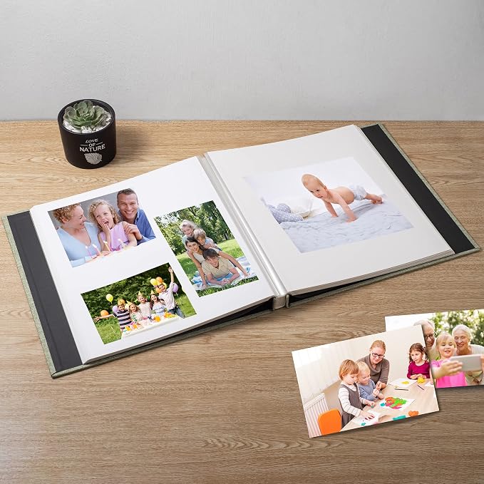 Large Photo Album Self Adhesive Scrapbook Album for 4×6 8×10 Pictures DIY Magnetic Linen Cover Album 40 Pages for Family Wedding Gifts with Metal Pen and Plastic Board - Image 3