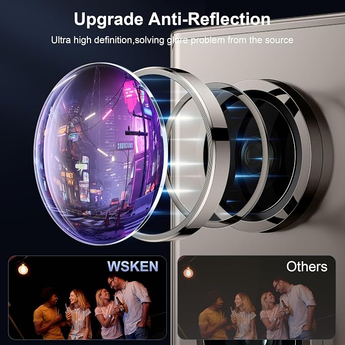 WSKEN for Samsung Galaxy S24 Ultra Camera Lens Protector - Ultra Thin | Case Friendly, 9H Shatterproof Tempered Glass, Anti Scratch Metal Circle, Camera Screen Protector Cover Accessories, Grey - Image 2
