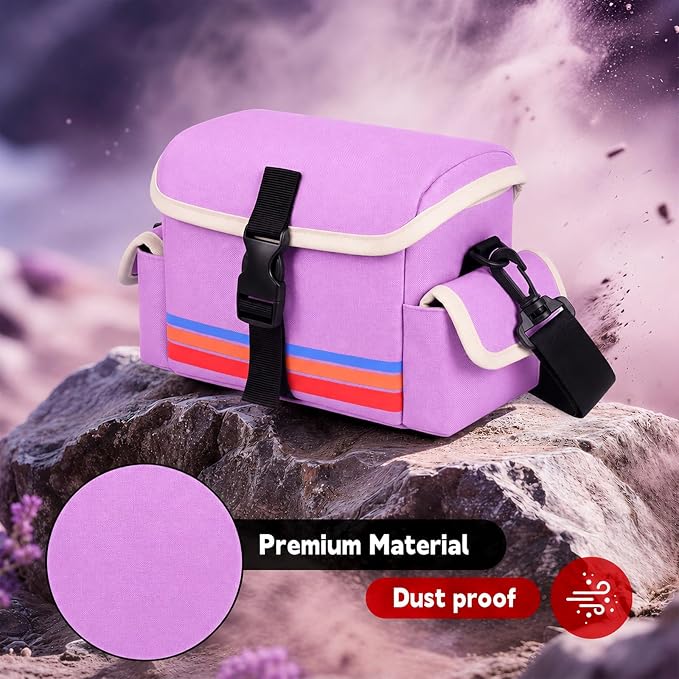 Camera Case Compatible with Polaroid Now, Now+ & OneStep+, Crossbody Bag | Custom-Fit Camera Case for Polaroid Now 2nd/3rd Gen, With A Shoulder Strap And Organized Accessory Storage - Purple - Image 5
