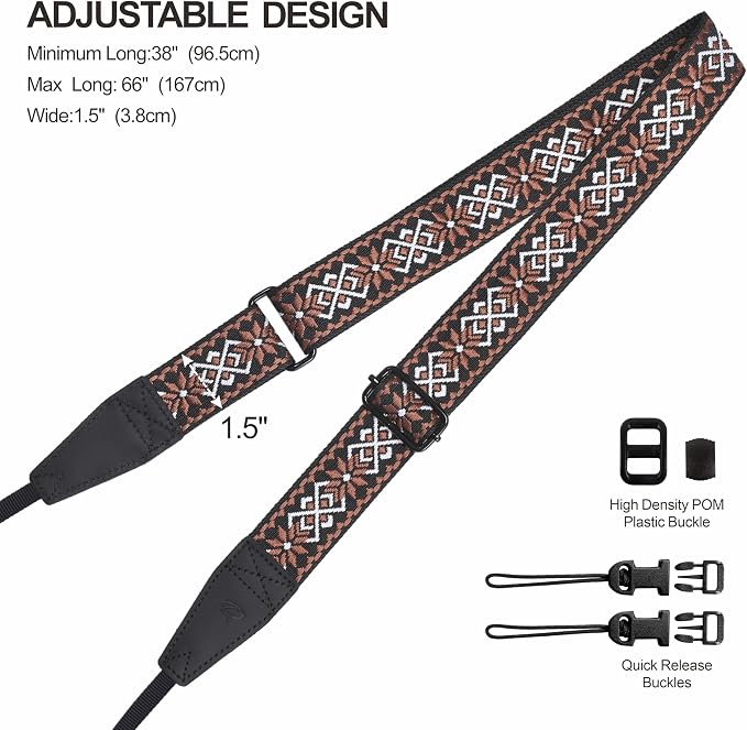 Padwa Lifestyle Adjustable Camera Strap - 1.5" Top Layer Cowhide Head Camera Straps for Photographers, Cotton Adjustable Neck Shoulder & Crossbody Strap Quick Release for All Cameras and Binoculars - Image 7
