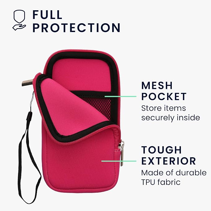 kwmobile Universal Phone Pouch Size XL - 6.7/6.8" - Neoprene Smartphone Pouch with Zip - Water-Repellent Mobile Phone Case - Sleeve in Dark Pink - Image 3