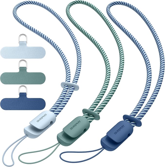 SURPHY 3 Pack Phone Wrist Strap, Phone Lanyard with Cellphone Tether Tab | Phone Strap Charm, Camera Wrist Strap with 2-Color Braided, Phone Wristlet, Wrist Lanyard for Case by SURPHY