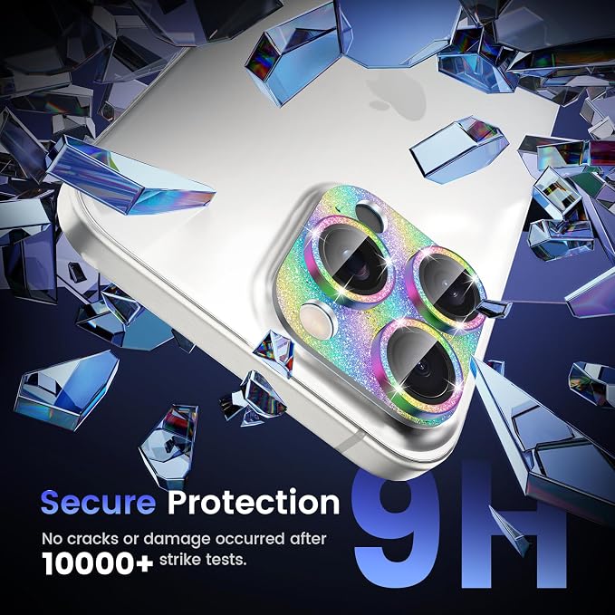Tensea for iPhone 16 Pro Max/16 Pro/14 Pro Max/14 Pro Camera Lens Protector | Metal Bling Aluminum Alloy Tempered Glass Cover Camera Screen Protector Accessories, Case Friendly - Image 4