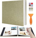 Large Photo Album Scrapbook – Holds 4x6, 8x10 Pictures – Self-Adhesive Pages for Baby, Wedding, Travel & Family Memories | Includes Metallic Pen & Scraper/Light Matcha Large DIY Memory Book for Gifts by HoneyTolly