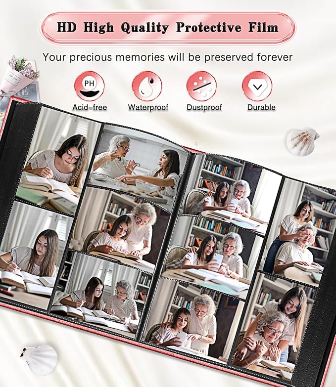 Ejblfe Photo Album 4x6,Linen Cover Slide-in Photo Album Book Can Holds 1000 4x6 Photos with 100 Black Sheets for Family,Wedding,Baby and Holiday Pictures (Red) - Image 4