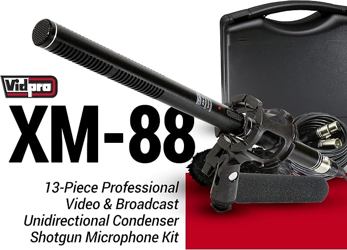 VidPro XM-88 Professional Video & Broadcast Shotgun Microphone Kit, 13-Piece, XLR, Aluminum Alloy, for Recording, Live Streaming, Music, Speaking, Interviews - Image 2