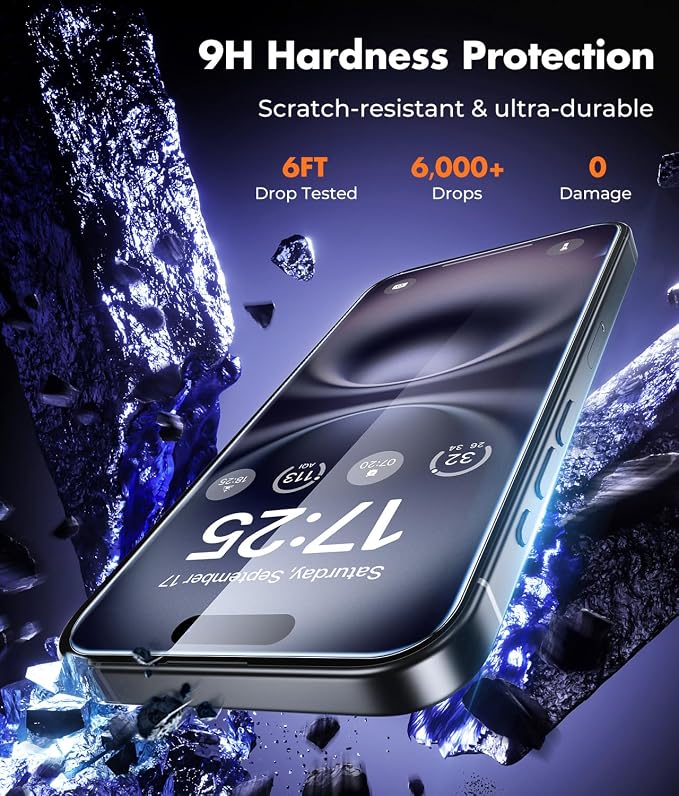 UNBREAKcable iPhone 16 Screen Protector & Camera Lens Protector | Upgraded Dual-Tempered Glass with Military-Grade 9H Hardness, 3-Pack,HD Clarity, Anti-Fingerprint, Case Friendly, Fits 6.1'' - Image 3