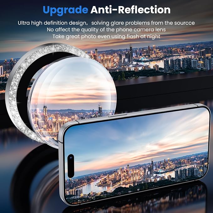WSKEN for iPhone 16 Pro/iPhone 16 Pro Max Camera Lens Protector | Original Shooting Mode, Individual Metal Cover Film, Shatterproof HD Tempered Glass Camera Screen Protector, Glitter - Image 2