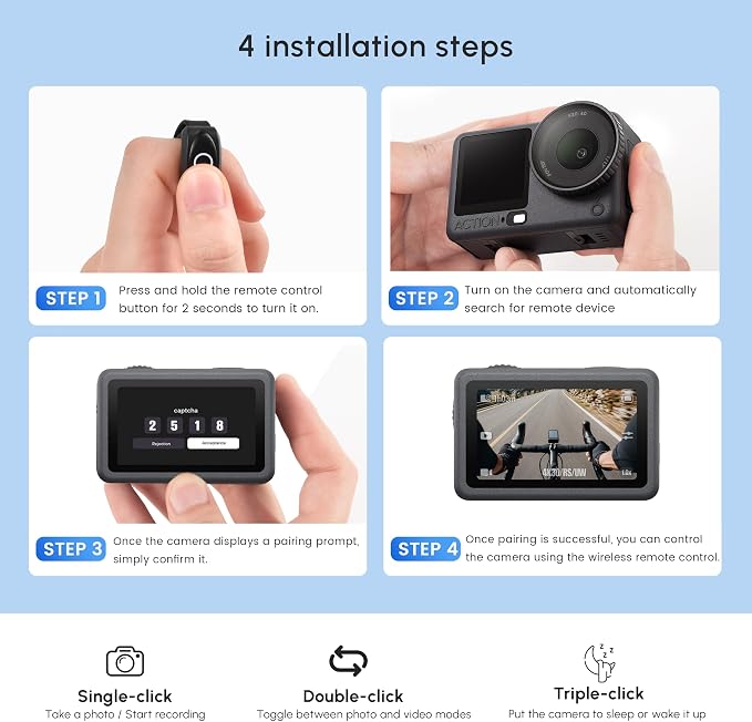 Wireless Remote for DJI Controller Ring Shutter Action 5pro/6/4 Accessories | Finger Mini Camera Bluetooth Snapshot Wake-Up Control Waterproof Magnetic Charging for Fingertip Bike Handlebars Fishing Rods - Image 8