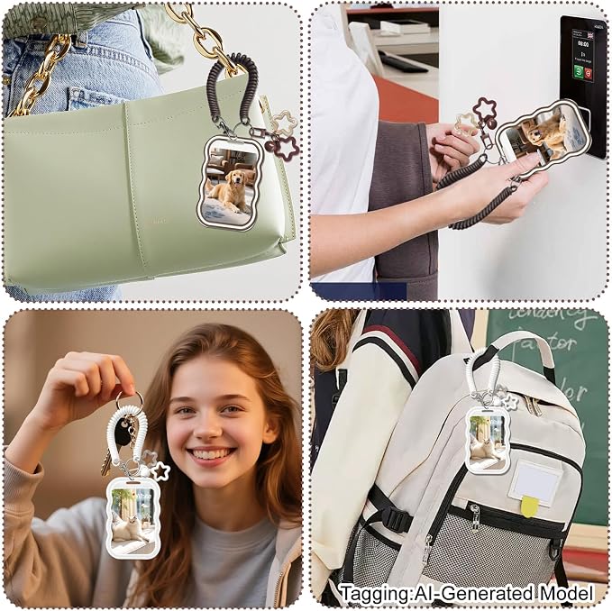 2 Pack Cute Photocard Holder Keychain,Kpop Photo Card Holder | Creative Photo Protector Keychain Accessories for Bus Card, Daily Display & Travel Decorations Gifts - Image 7