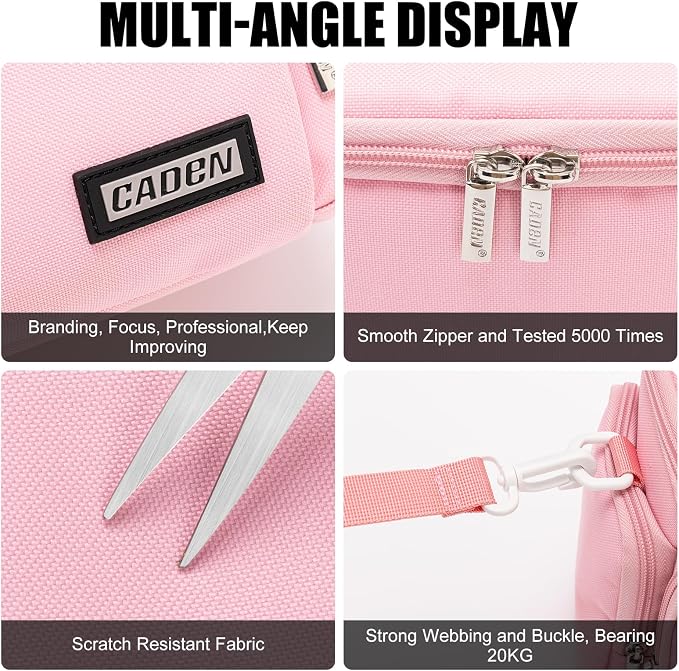 CADeN Compact Camera Shoulder Crossbody Bag Case Compatible for Nikon, Canon, Sony SLR/DSLR Mirrorless Cameras and Lenses Waterproof(1.0 S, Pink) - Image 6