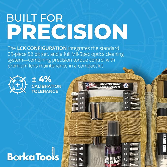 Torque Driver Kit – Optics Care Edition: Adjustable Torque Wrench with Professional Lens Cleaning Kit, S2 Bits & Cordura Pouch – Precision Instrument Maintenance Set - Image 3